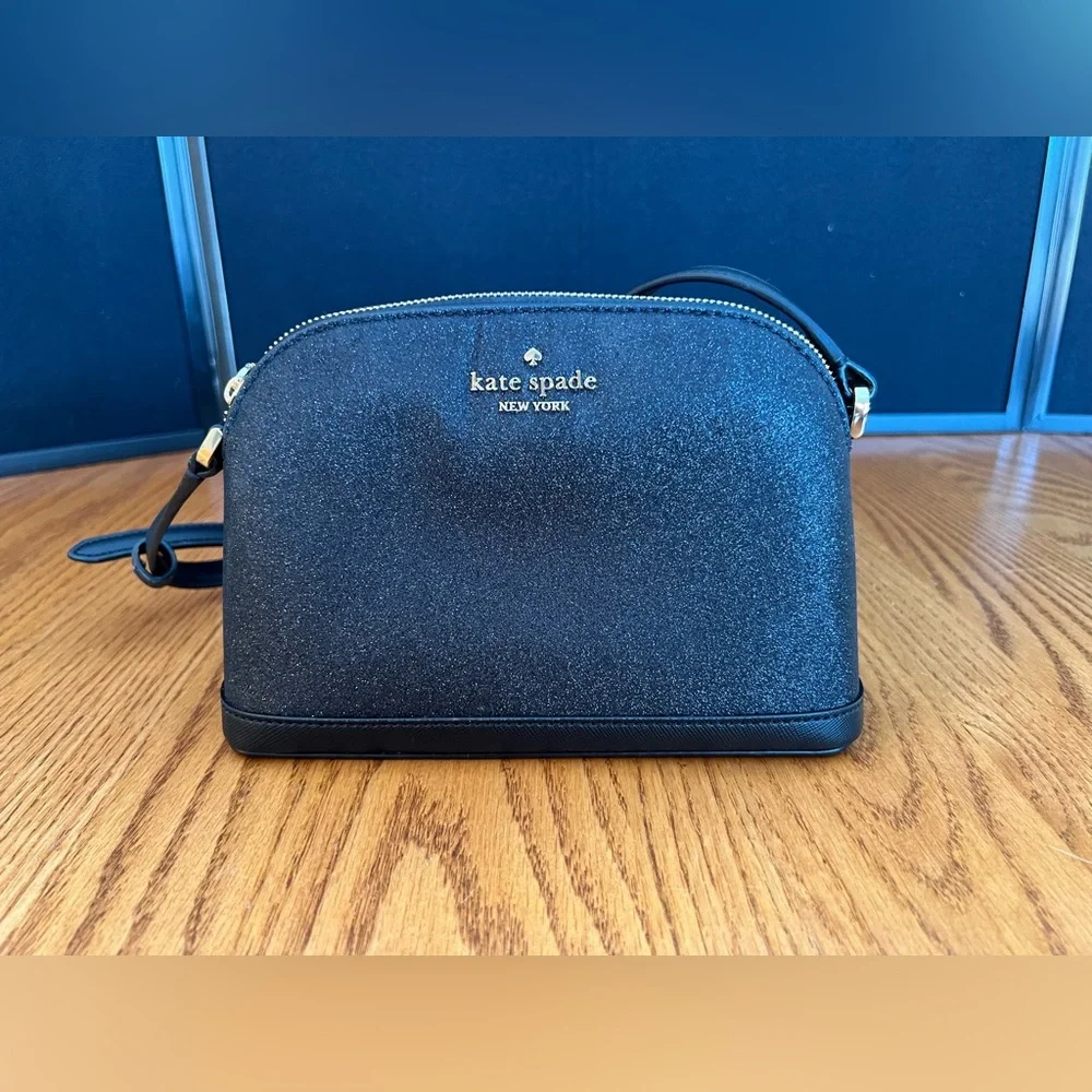 Kate Spade Black Sparkle Dome Crossbody Bag